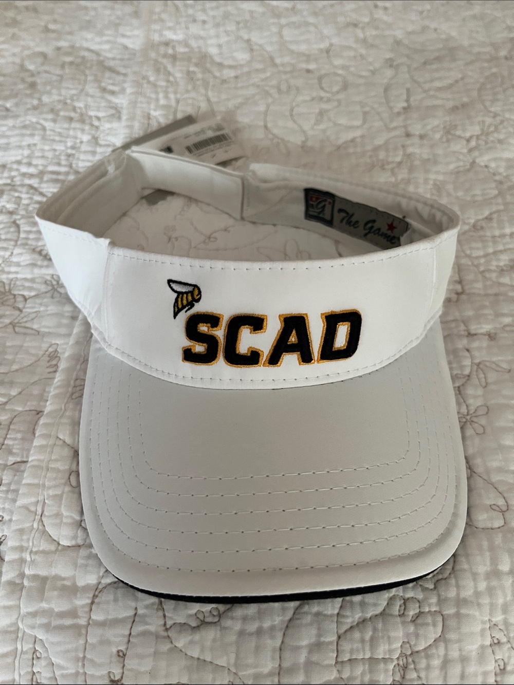 The Game White SCAD Embroidered Visor with Gold & Black Details